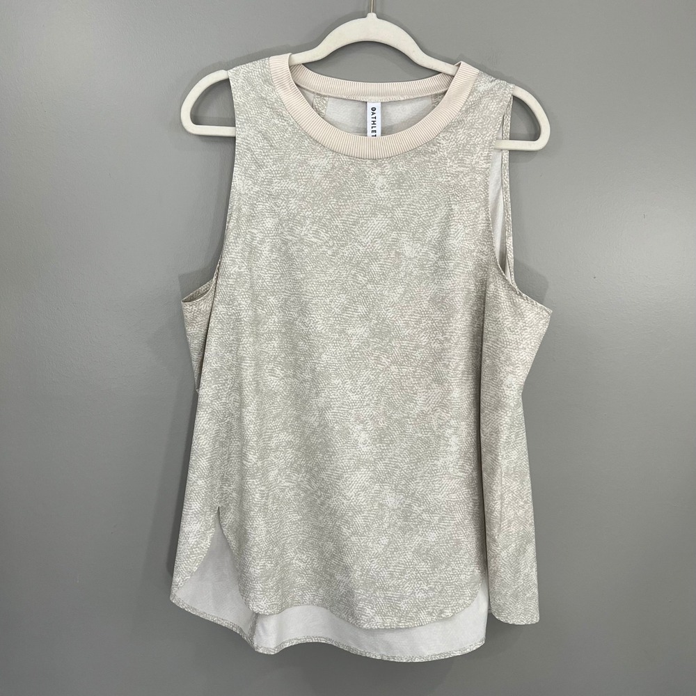 Athleta Tank Top Womens XL Beige Great Sleeveless Ribbed Neck Activewear 531781